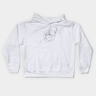 Newborn one  line art. Line drawing baby . Baby sleeping Kids Hoodie